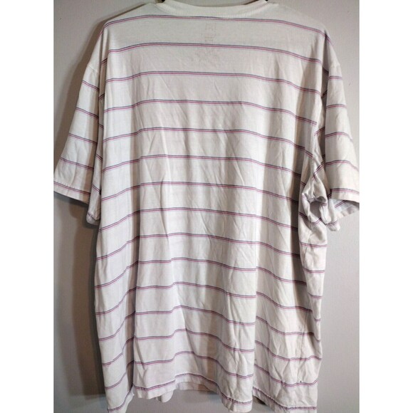 George Men's 2XL (50-52) Shirt White with Red Blue Stripe Striped Pattern - Picture 2 of 4